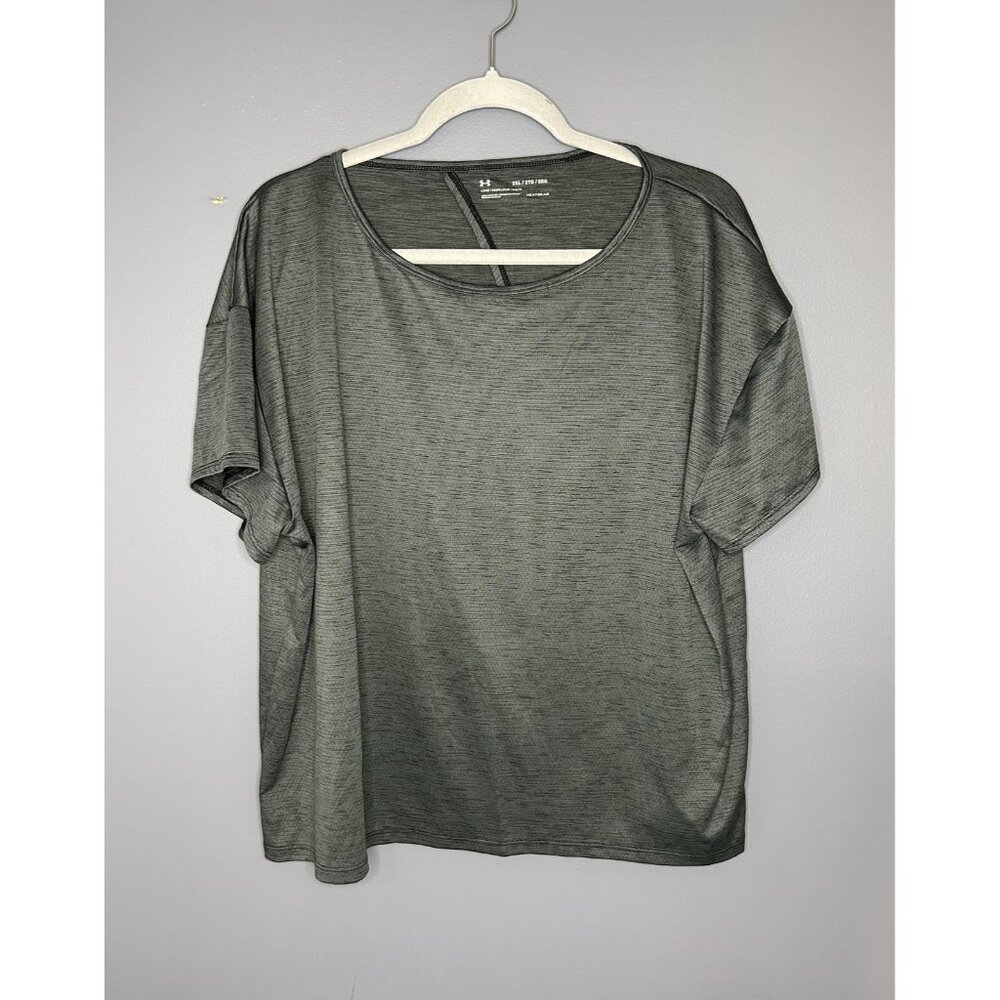 Under Armour Shirt Womens 2XL Gray‎ HeatGear Loose Open Back Athletic Training